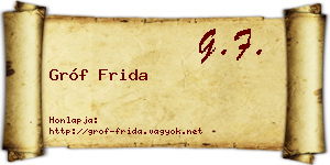 Gróf Frida névjegykártya